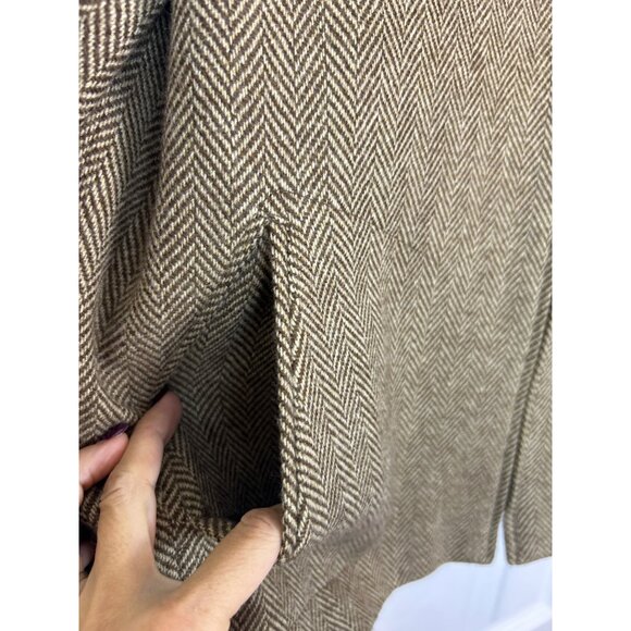 Lauren Ralph Lauren Wool Tweed Jacket 16 Brown Herringbone Full Zip Old Money - Picture 3 of 12